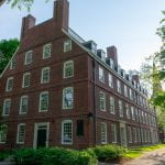 Massachusetts Hall, a brick building on Harvard's campus.